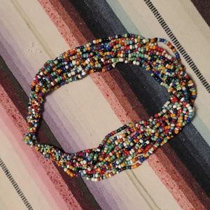 Statement piece!  Multi colored multi strand hand beaded necklace